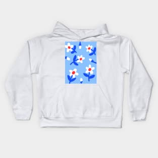 Blue Floral Pattern Kids Hoodie